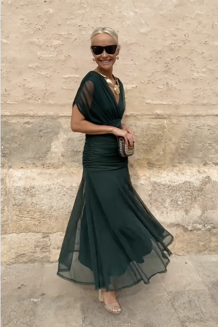Duttini | Elegant V-neck Fantasy Party Maxi Dress