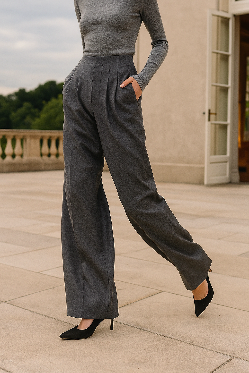 Duttini | Wide Leg Draped Pants