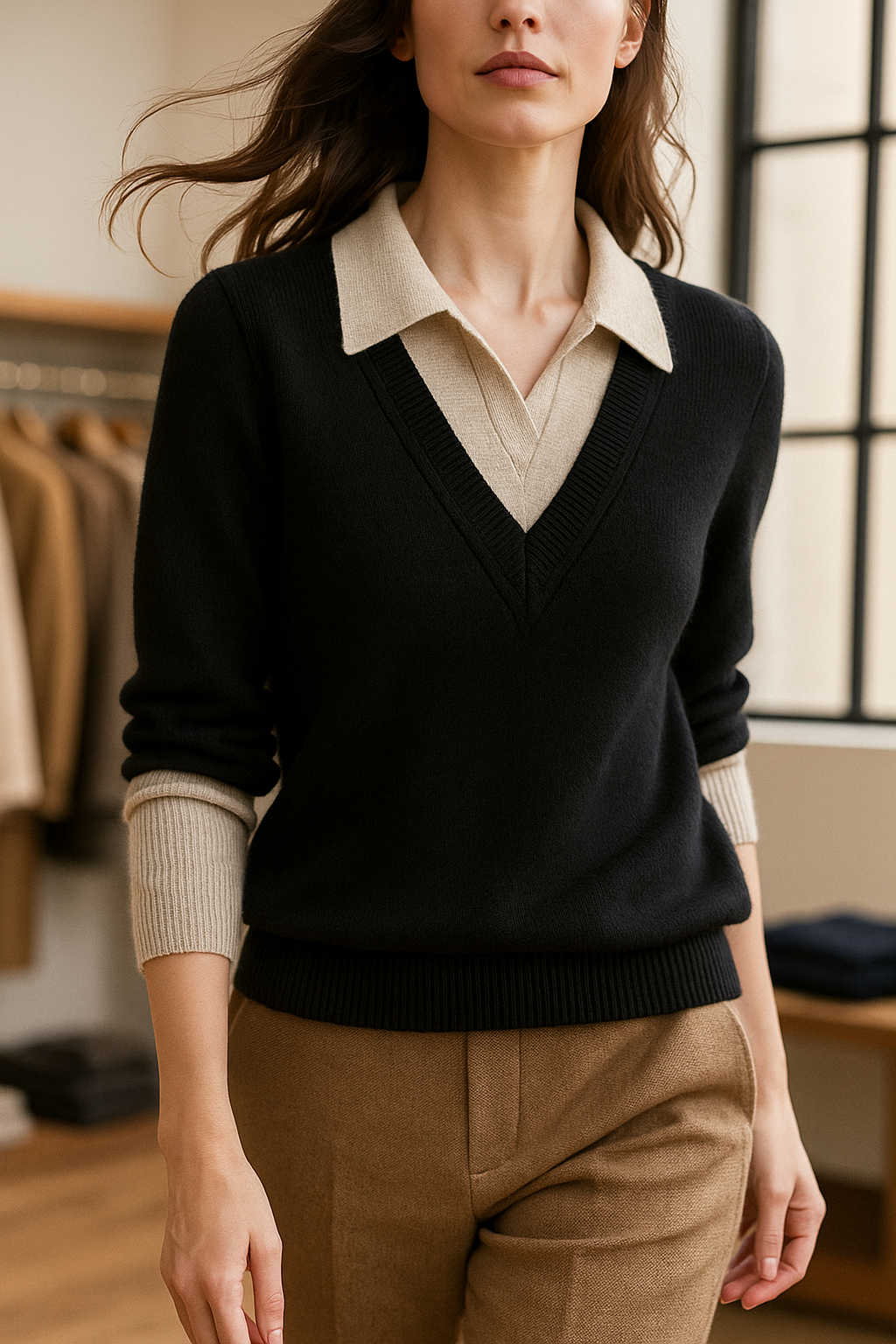 Duttini | Layered Knit Top