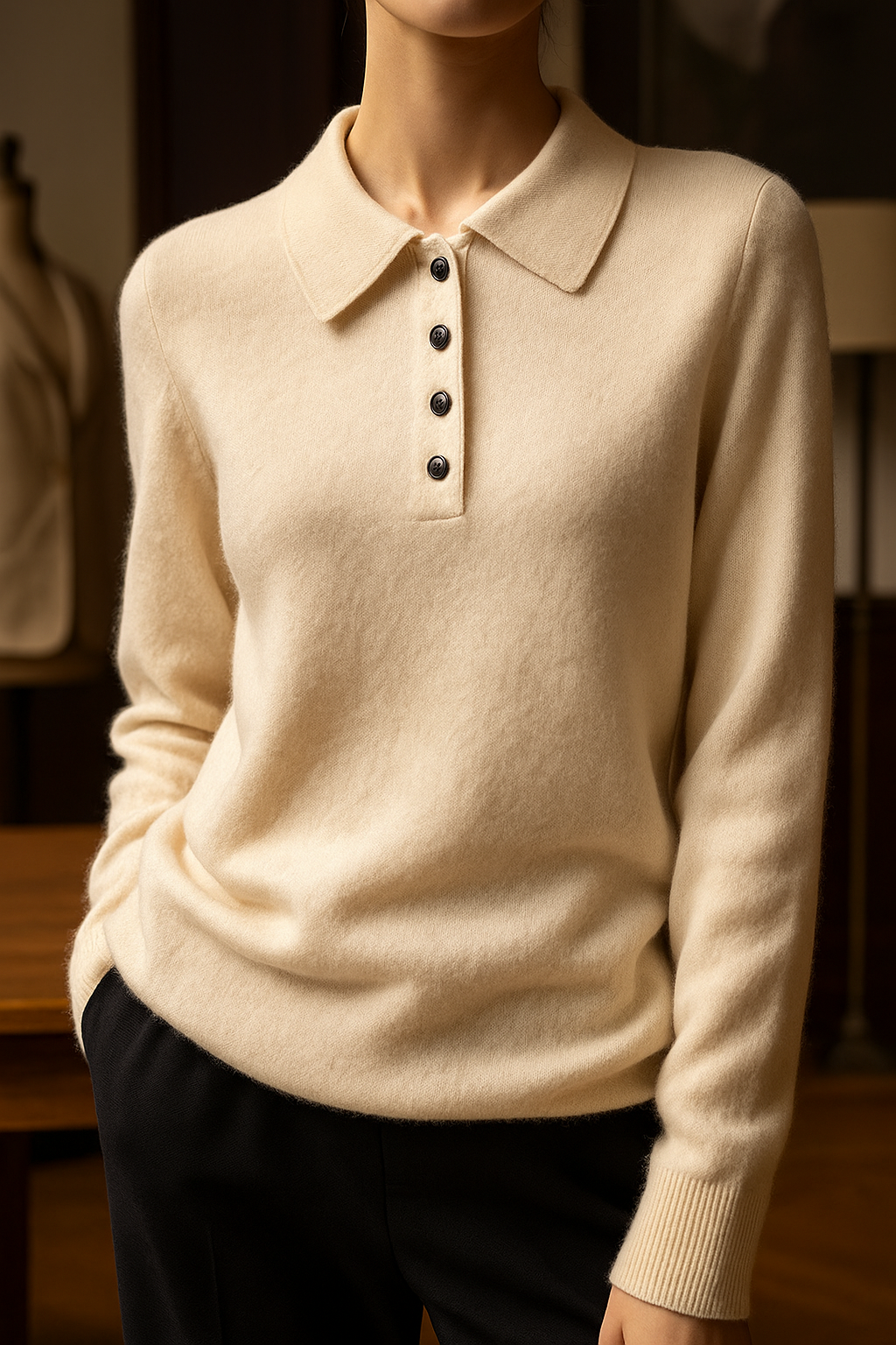 Duttini | Wool Polo Sweater for Men in Navy