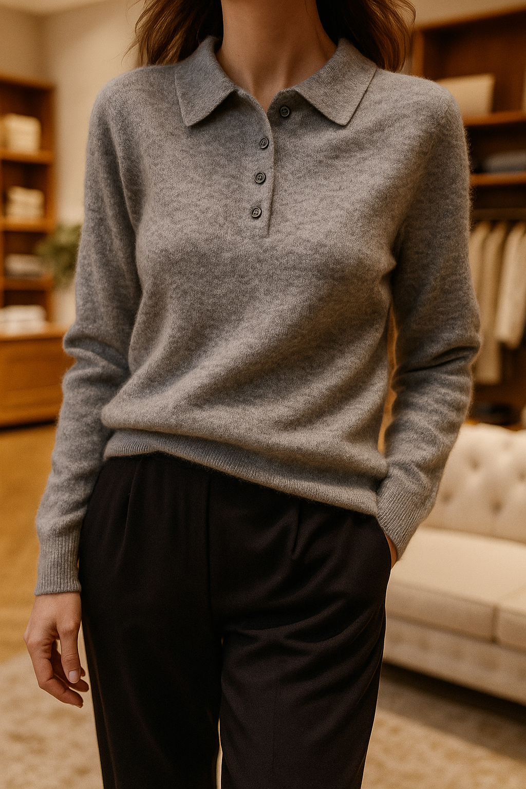 Duttini | Wool Polo Sweater for Men in Navy