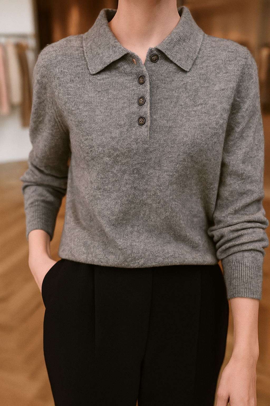 Duttini | Wool Polo Sweater for Men in Navy