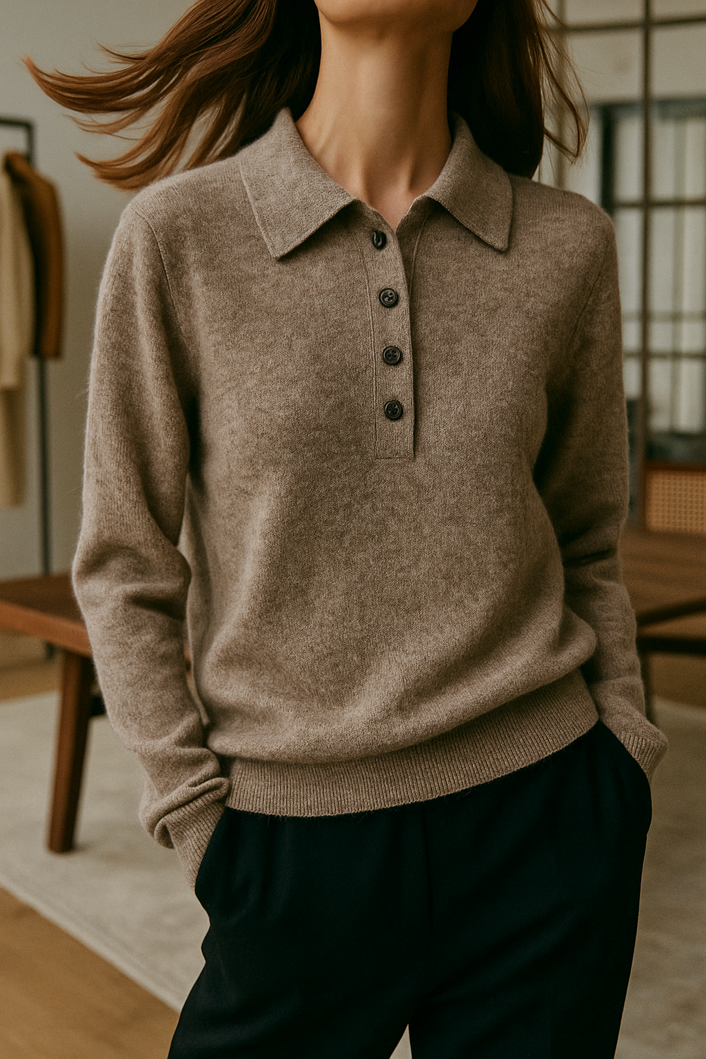 Duttini | Wool Polo Sweater for Men in Navy