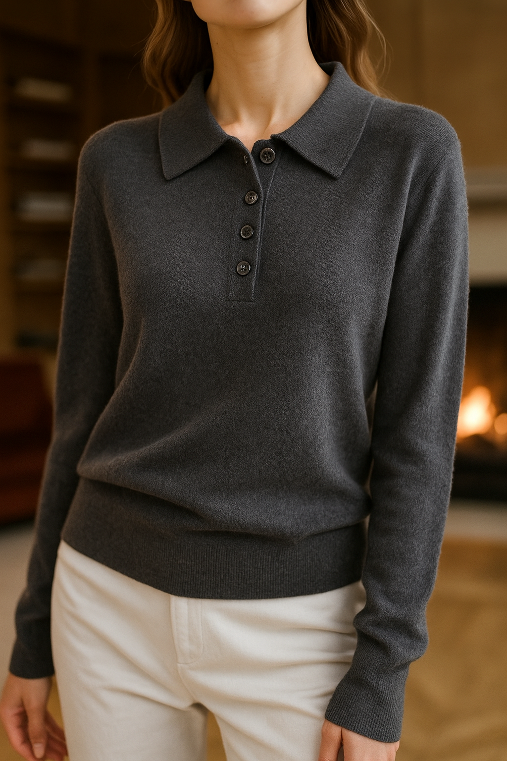 Duttini | Wool Polo Sweater for Men in Navy