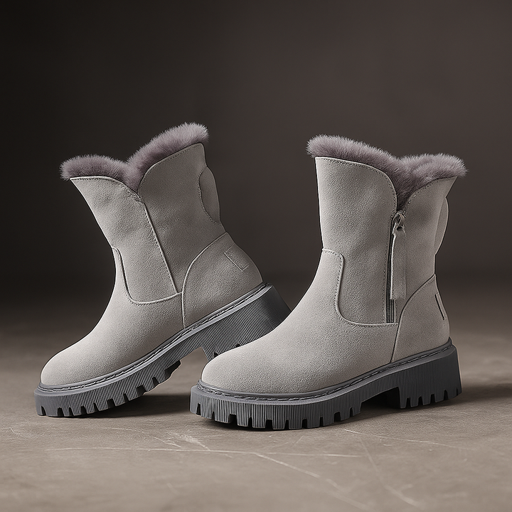 Duttini | Lightweight Fur Trim Lug Sole Ankle Boots for Effortless Wear