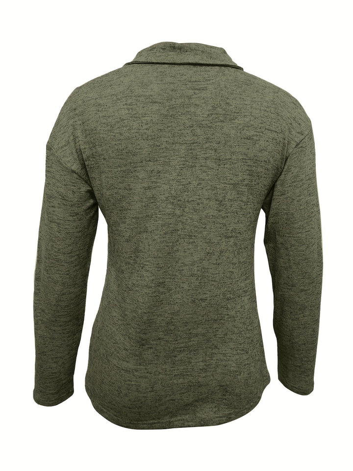 Duttini | Chic Half Zip Pullover Long Sleeve Casual Top