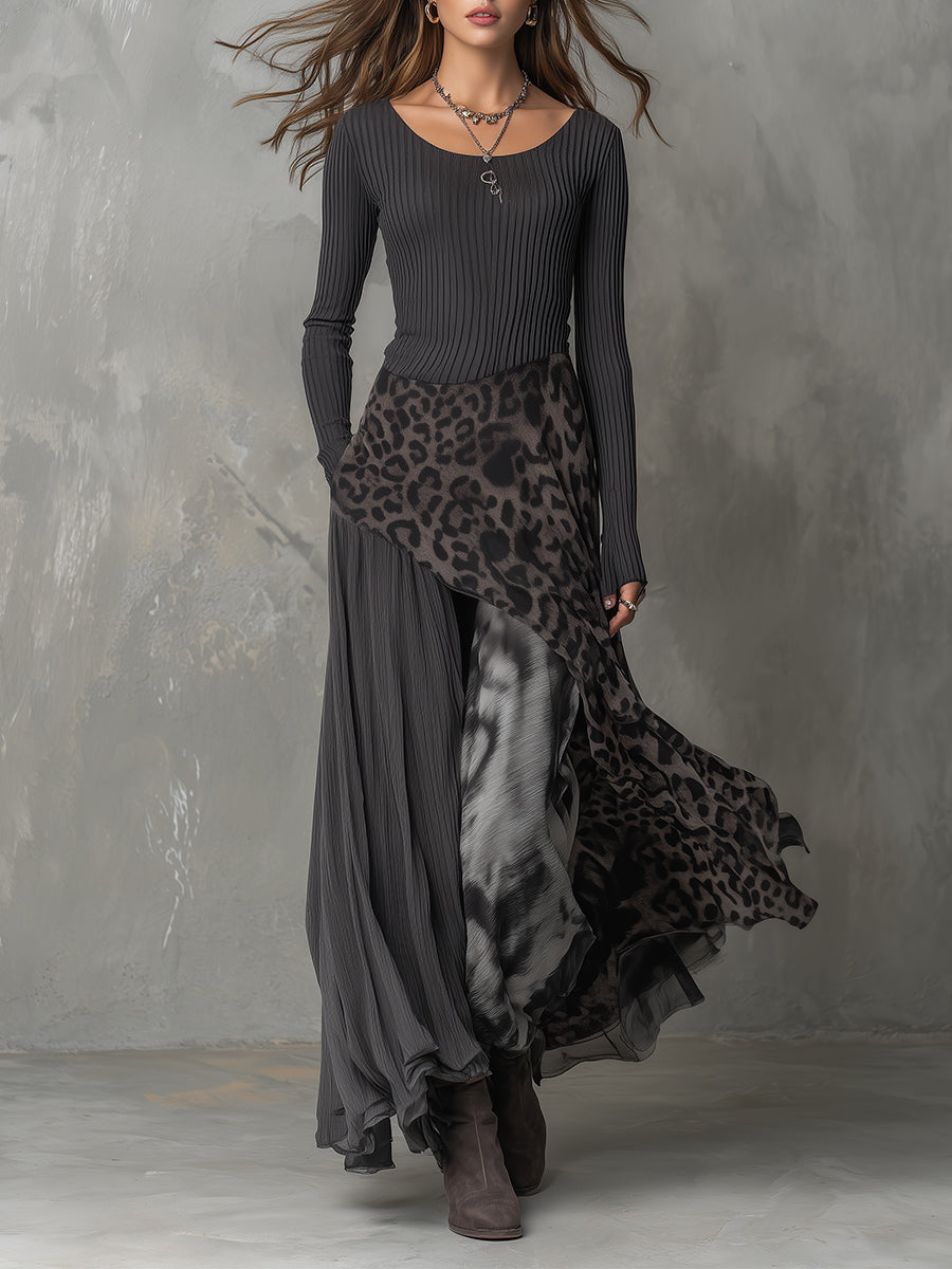 Duttini | Leopard Print Casual Dress