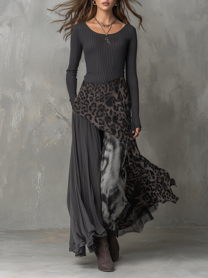 Duttini | Leopard Print Casual Dress