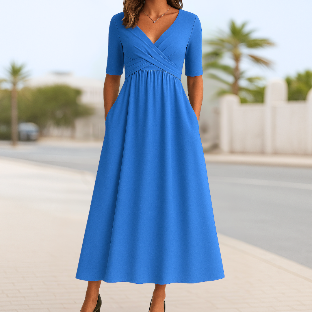 Duttini | Timeless Crossed Dress With Short Sleeves