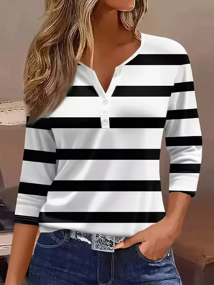 Duttini | Refined Striped V-Neck Top with a Flattering Silhouette