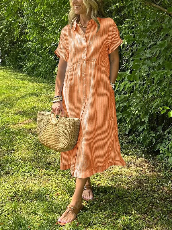 Duttini | Graceful Striped Button-Up Shirt with Graceful Drape