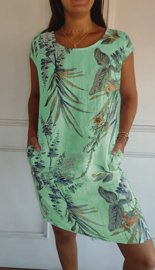 Duttini | Comfortable Dress With Round Neck for Effortless Elegance
