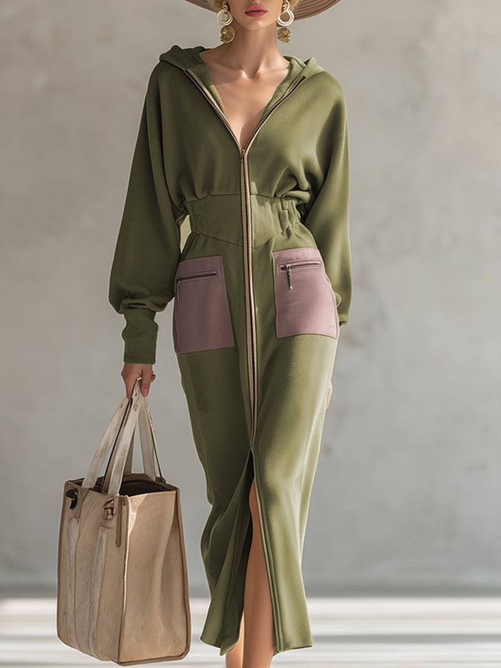 Duttini | Green Long Sleeve Evening Dress