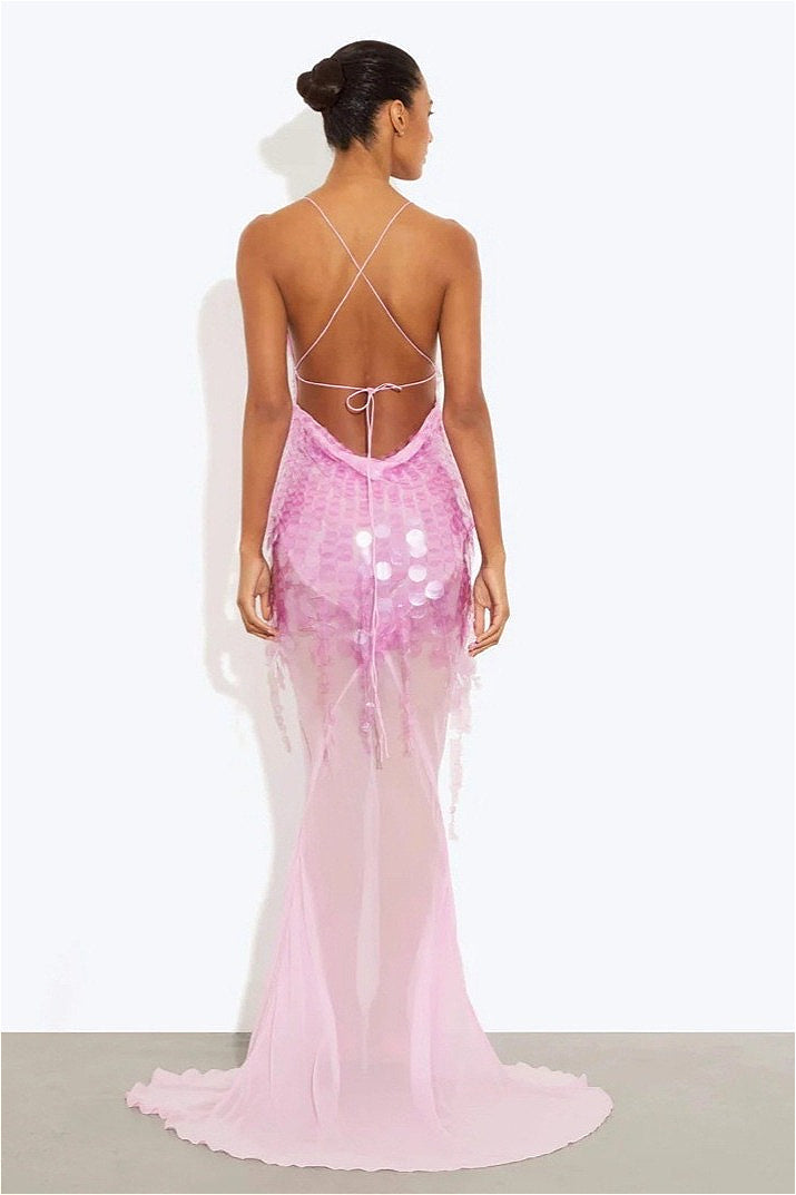 Duttini | Sequin V Neck Maxi Dress