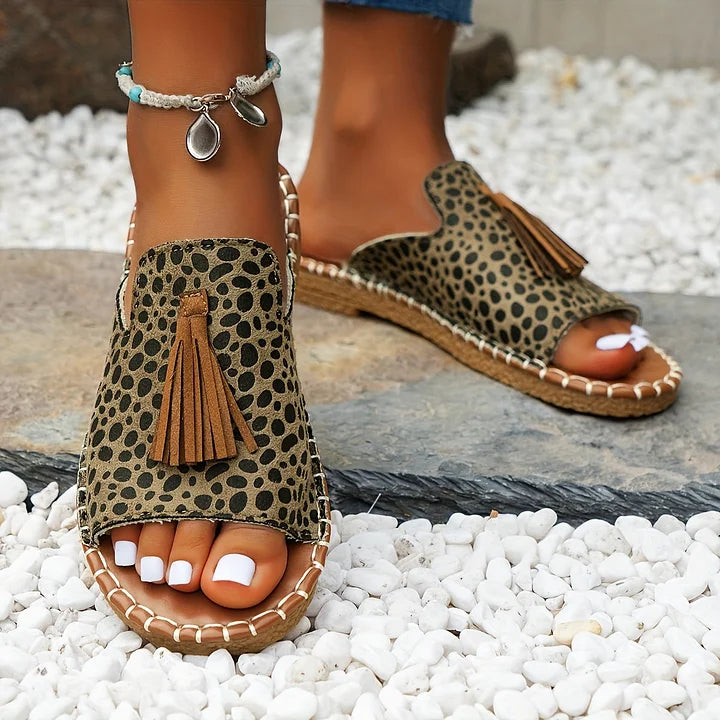 Duttini | Premium Open Toe Tassel Slide for Walking in Comfort