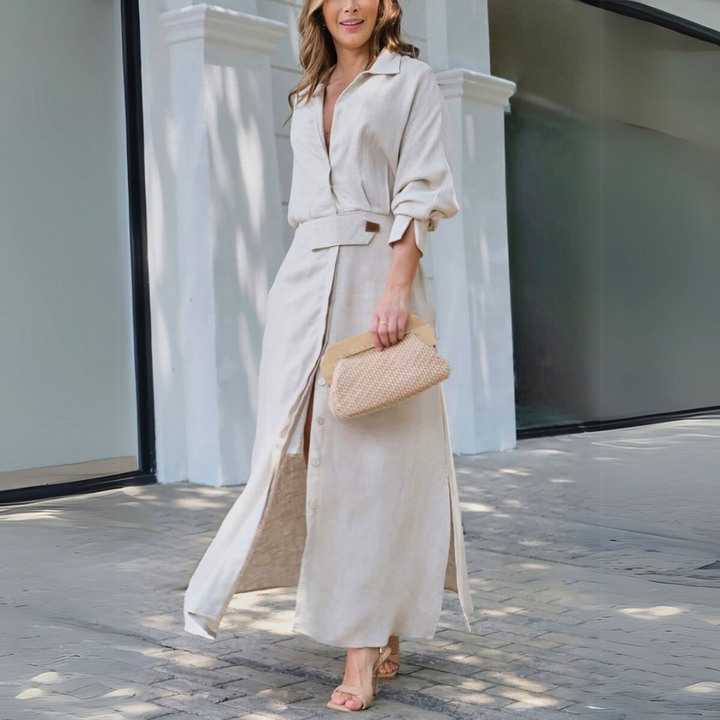 Duttini | Elegant Maxi Dress With V-Neck with Graceful Drape