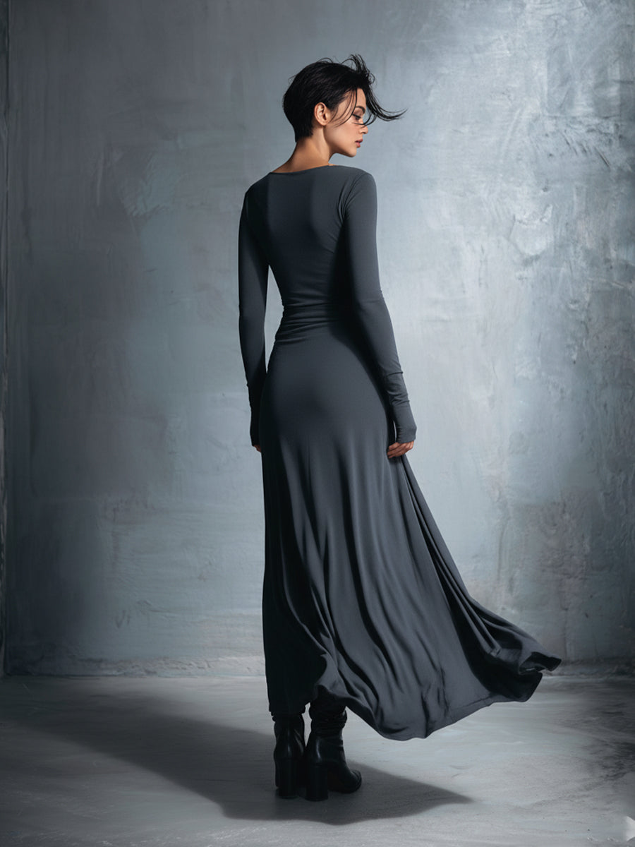Duttini | Grey Knit Wrap Dress