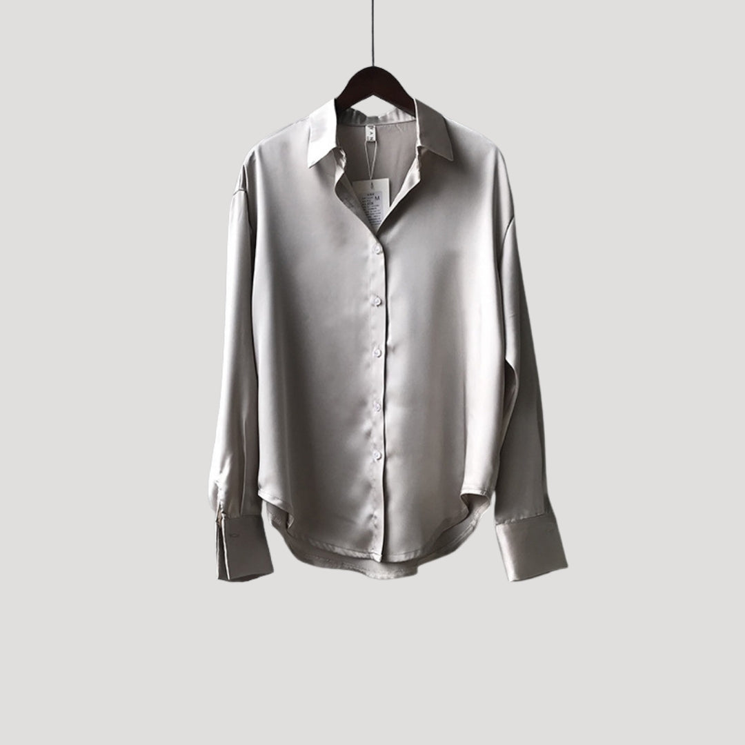 Duttini | Satin Long Sleeve Button Up Blouse