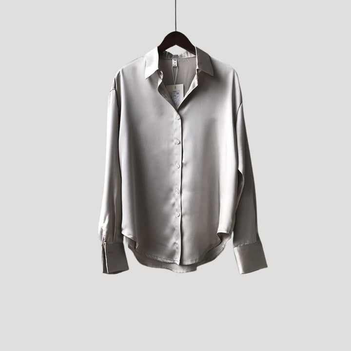 Duttini | Satin Long Sleeve Button Up Blouse