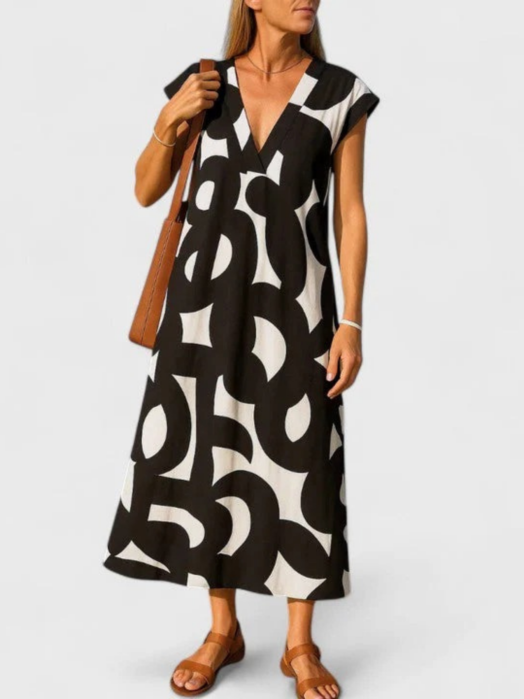 Duttini | Flowing V-Neck Dress for Women in Lightweight Fabric