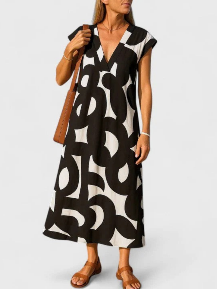 Duttini | Flowing V-Neck Dress for Women in Lightweight Fabric
