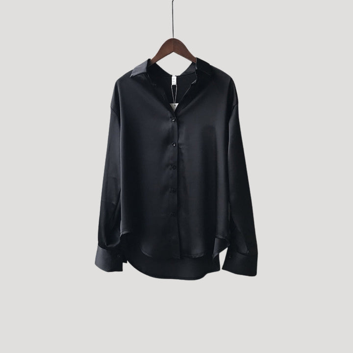 Duttini | Satin Long Sleeve Button Up Blouse