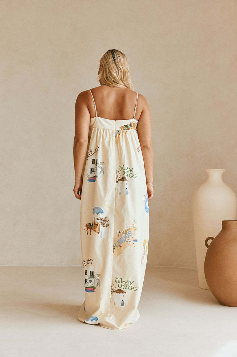 Duttini | Linen Maxi Dress with Spaghetti Straps
