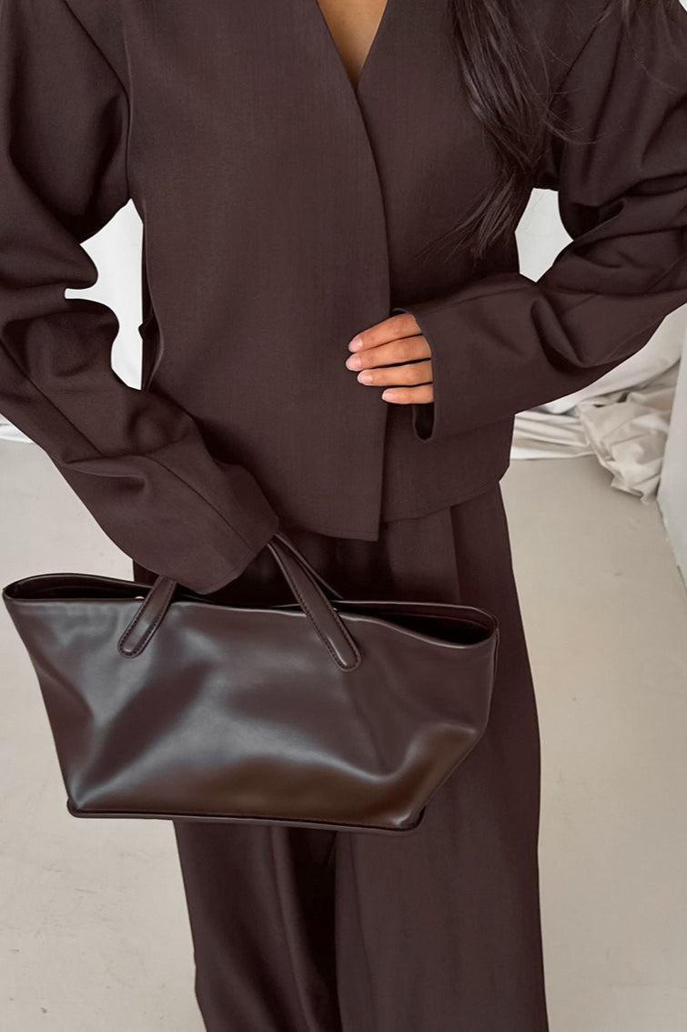Duttini | Solid V-neck Cardigan and Tapered Two Piece Set