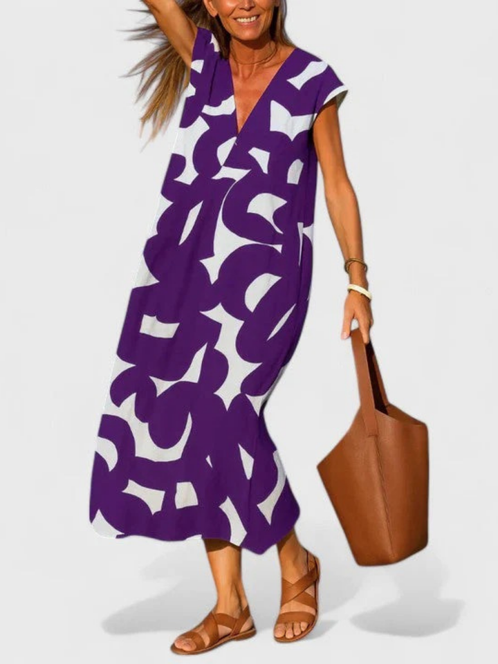Duttini | Flowing V-Neck Dress for Women in Lightweight Fabric