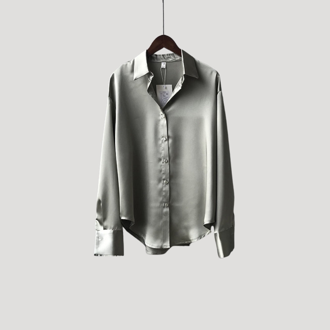 Duttini | Satin Long Sleeve Button Up Blouse
