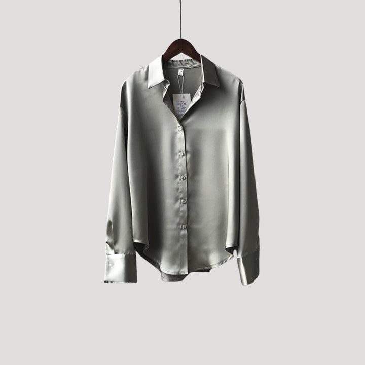 Duttini | Satin Long Sleeve Button Up Blouse