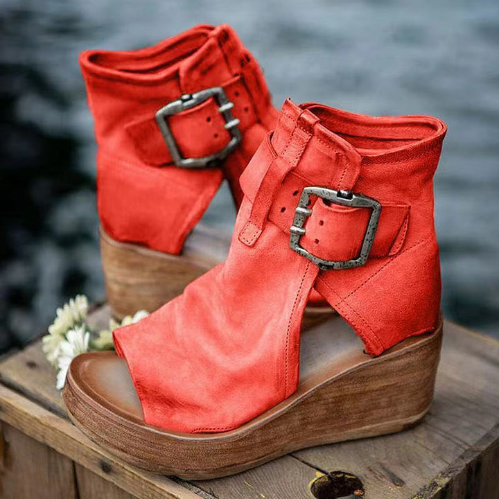 Duttini | Orthopedic Wedge Sandals With Buckle In Boho Style