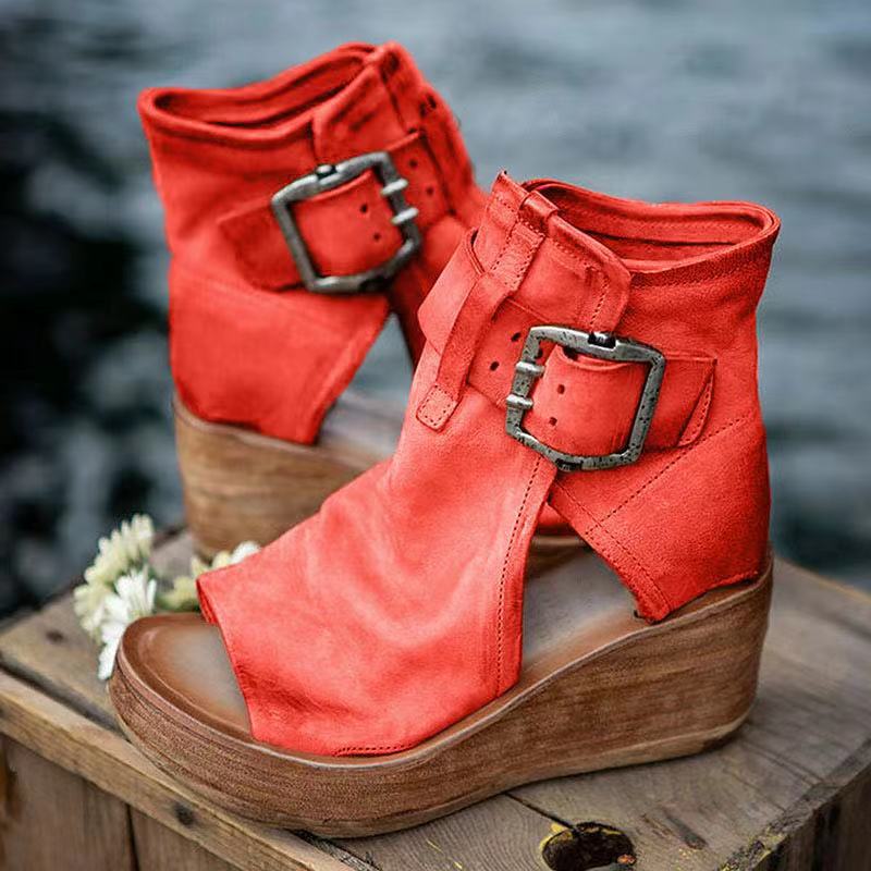 Duttini | Premium Buckle Strap Wedge Style for All-Day Comfort