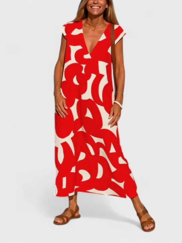 Duttini | Flowing V-Neck Dress for Women in Lightweight Fabric