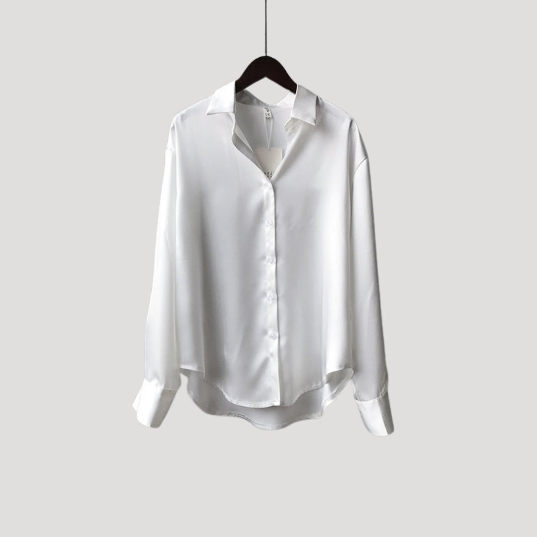 Duttini | Satin Long Sleeve Button Up Blouse