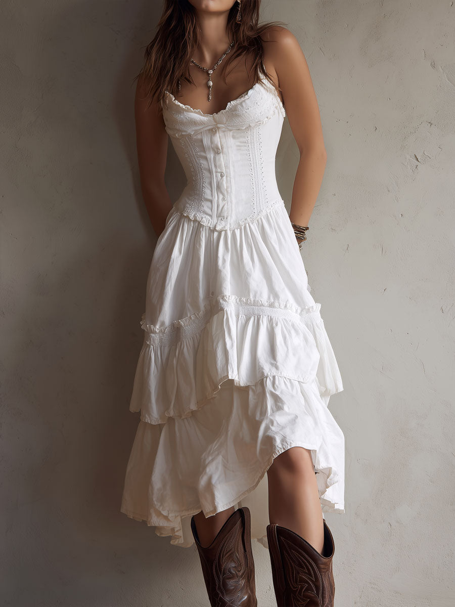 Duttini | White Lace Casual Dress
