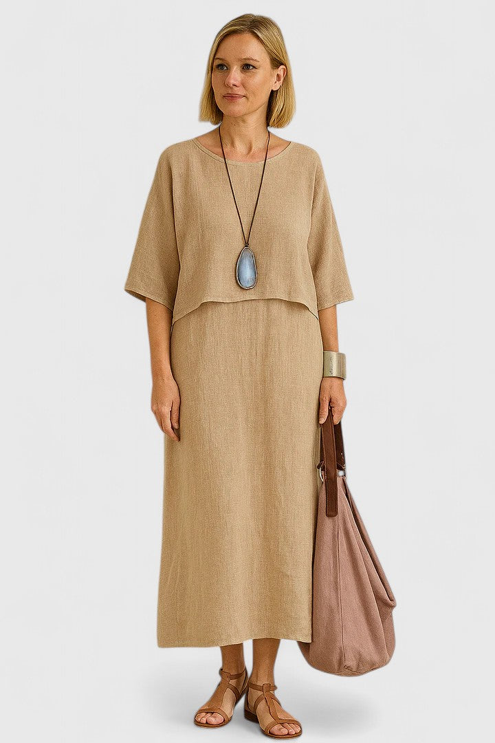 Duttini | Luxe Two-Piece Set Maxi Dress & Short Sleeve Top