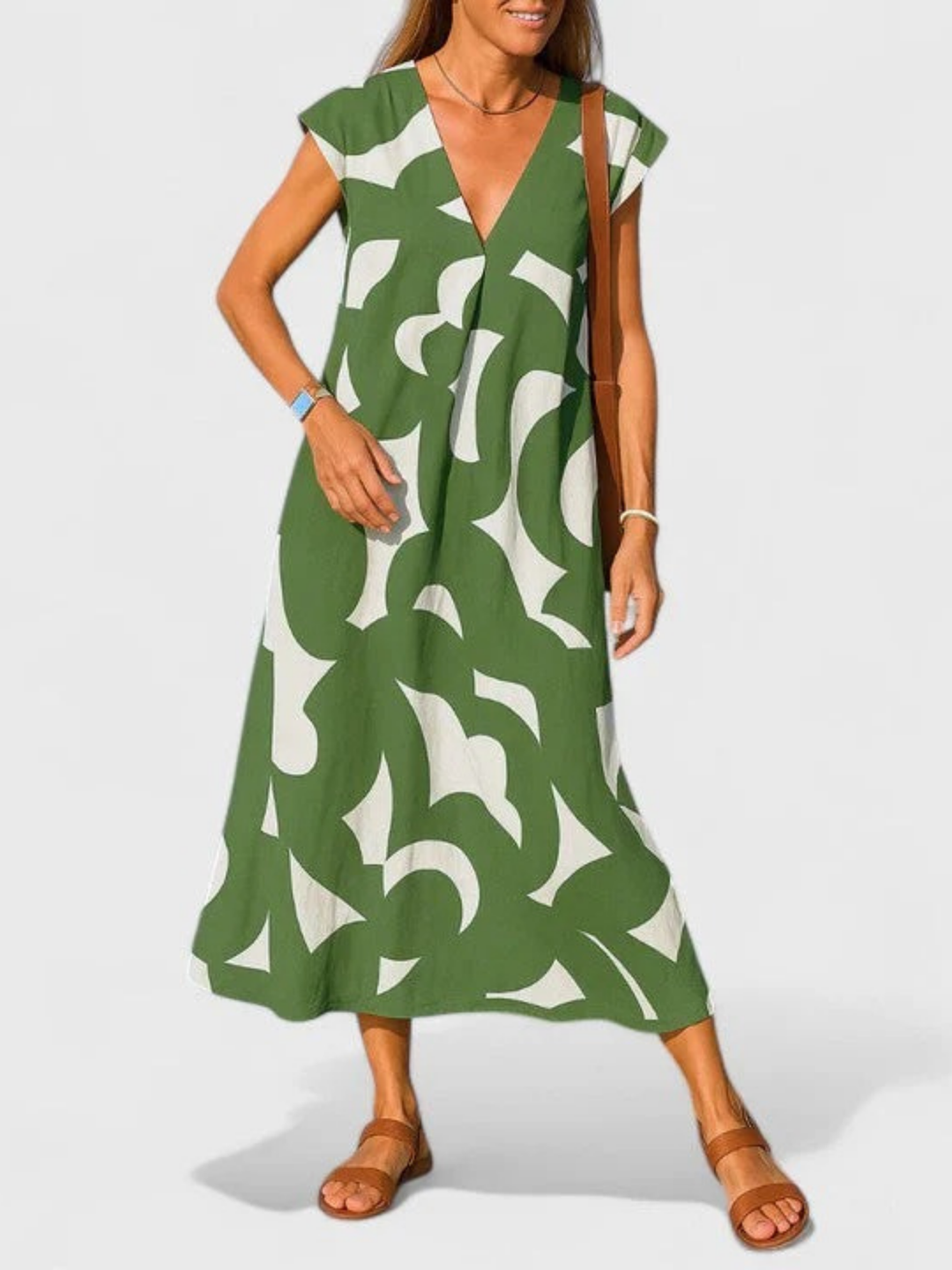 Duttini | Flowing V-Neck Dress for Women in Lightweight Fabric