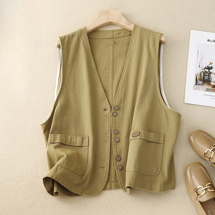 Duttini | Sculpted Relaxed Button Vest for Effortless Elegance