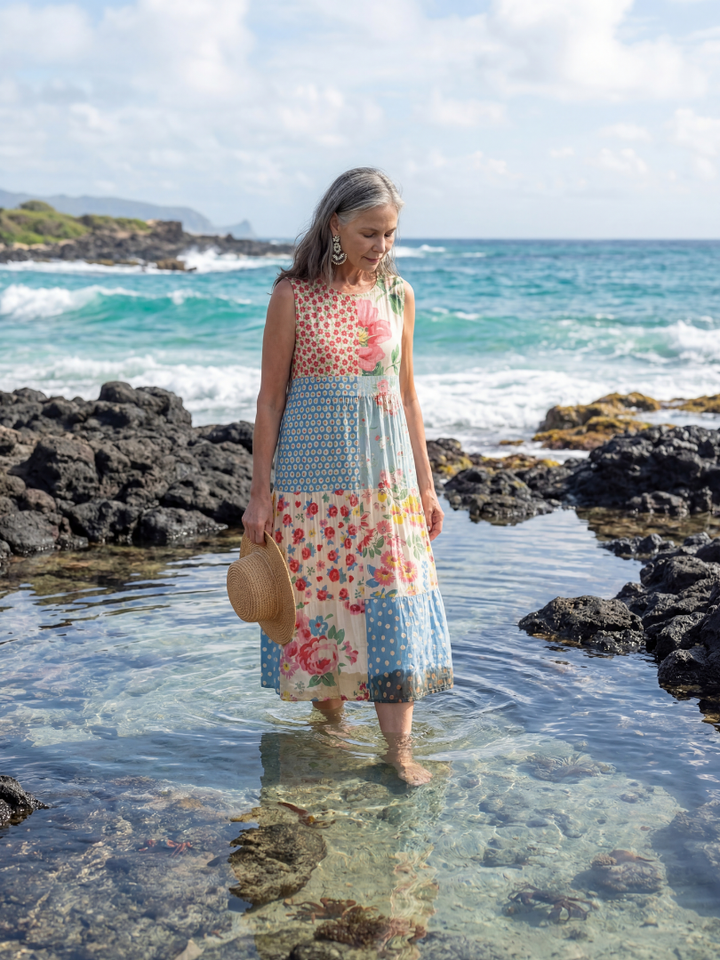 Duttini | Elegant Coastal Floral Midi Dress Made to Turn Heads