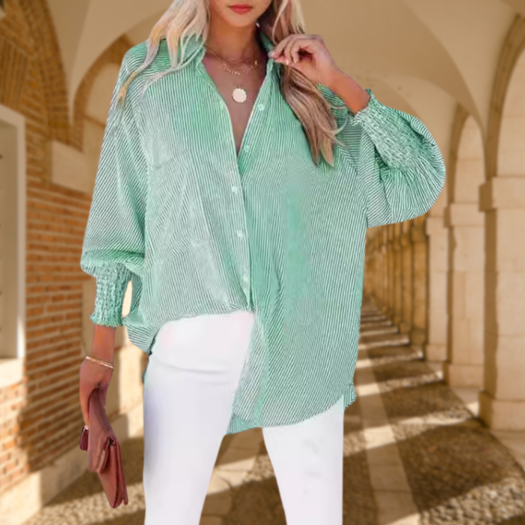 Duttini | Chic Striped Oversized Button-Down Shirt Long Sleeve