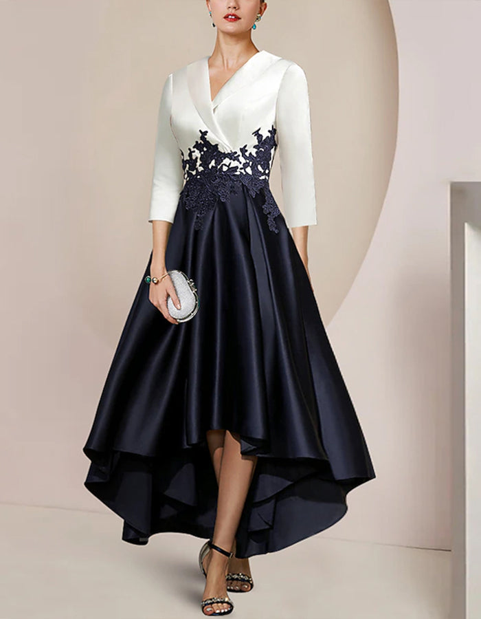 Duttini | White Satin V-Neck Dress