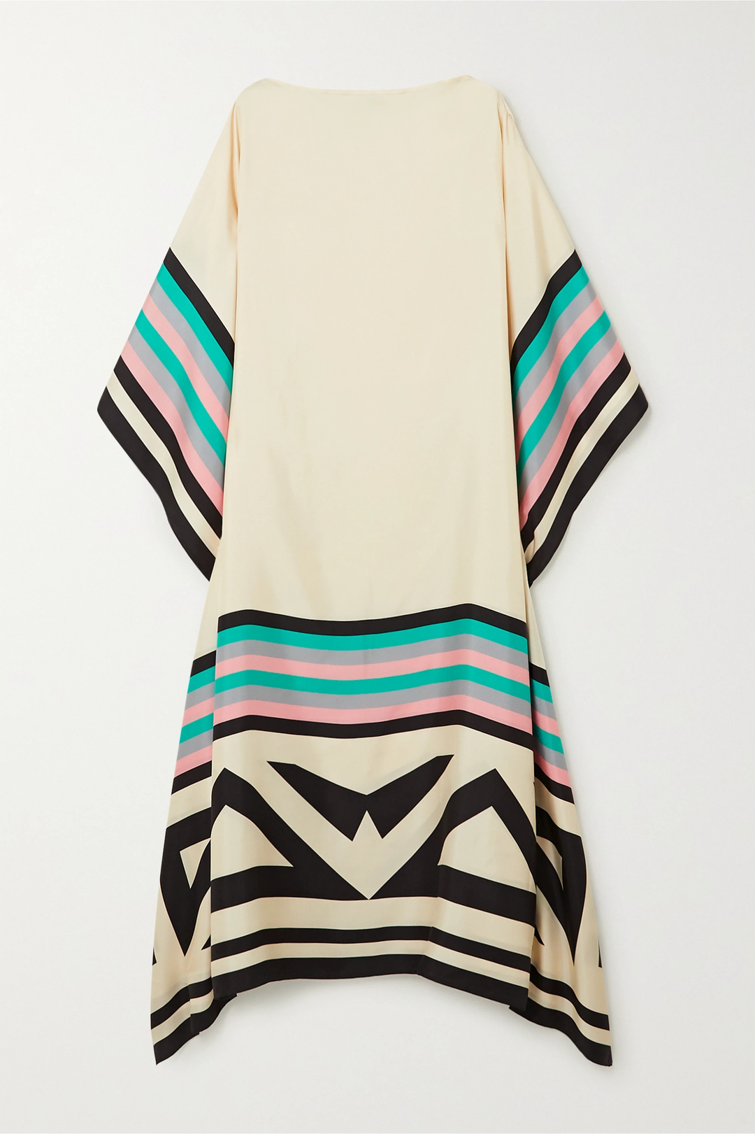 Duttini | Sophisticated Caftan Dress Geometric Print Batwing Sleeve Maxi Dress