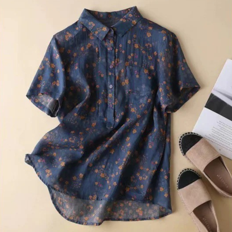 Duttini | Effortless Floral Half-Placket Shirt