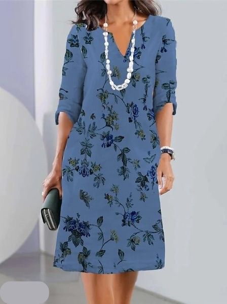 Duttini | Flowing Floral Print Double Tunic Dress in a Flattering Cut