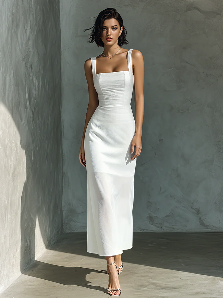 Duttini | White Cotton And Linen Blend Dress