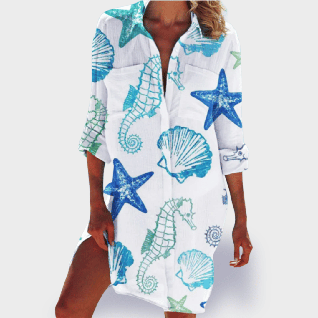Duttini | Chic Flowy Colorful Draped Dress Casual Summer