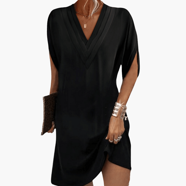 Duttini | Elegance Shift Dress for Women in Lightweight Fabric, Fit and Flare, Black