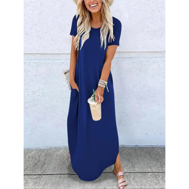 Duttini | Casual Summer Round Neck Maxi Dress with a Timeless Finish