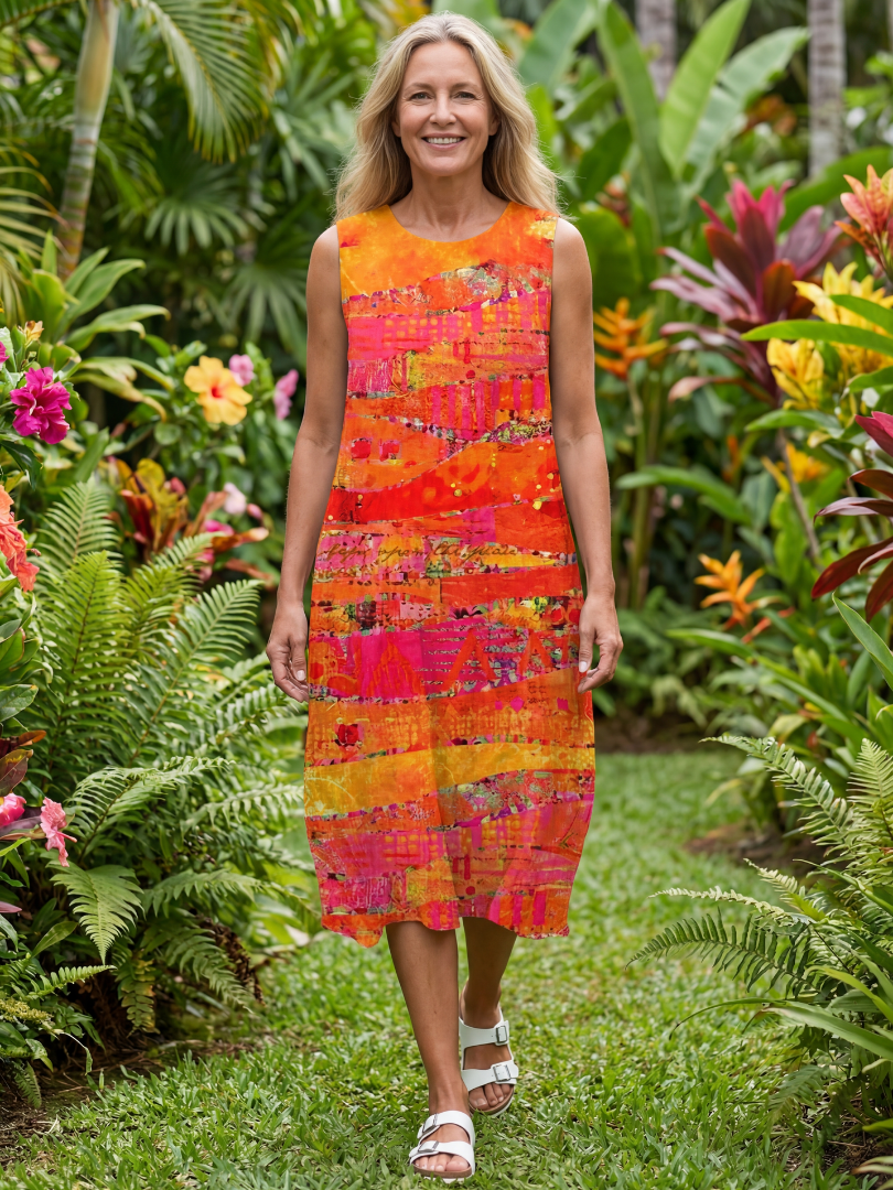 Duttini | Sophisticated Painted Path Midi Dress Made to Turn Heads